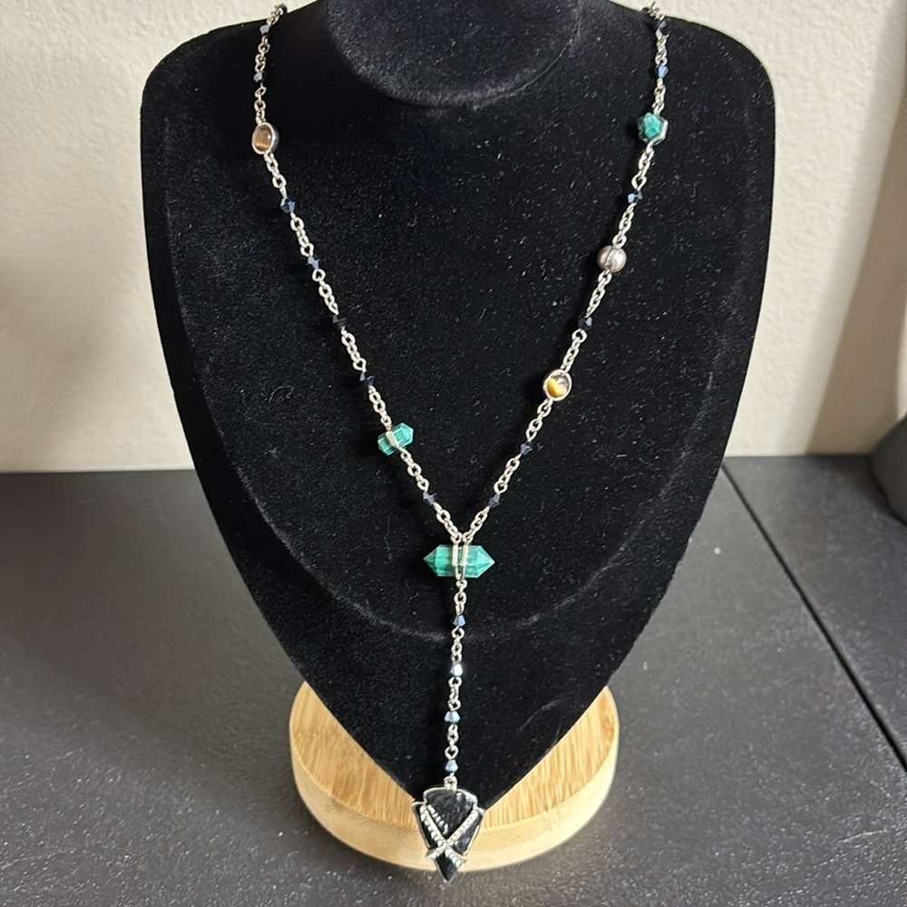 NWT BCBGeneration Multi Turquoise Tigers Eye Arrow Long Boho Western Necklace​